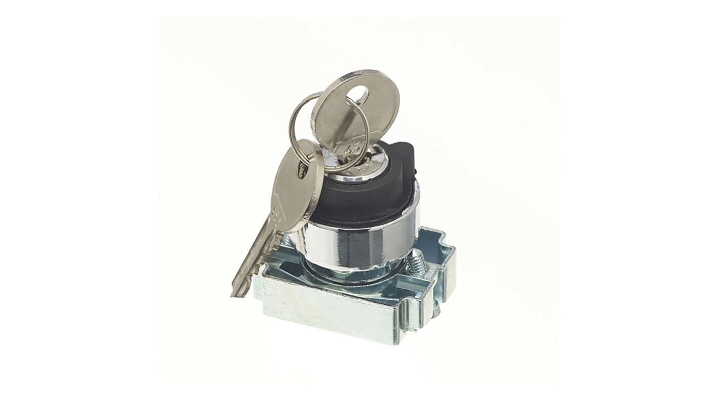 RS PRO 2-position Key Switch Head, Latching, 22mm Cutout