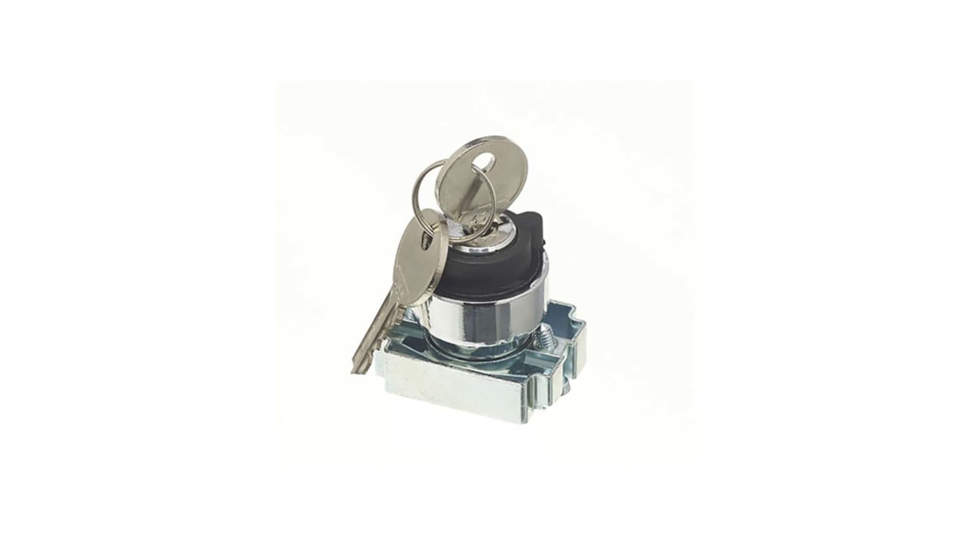 RS PRO 2-position Key Switch Head, Spring Return, 22mm Cutout