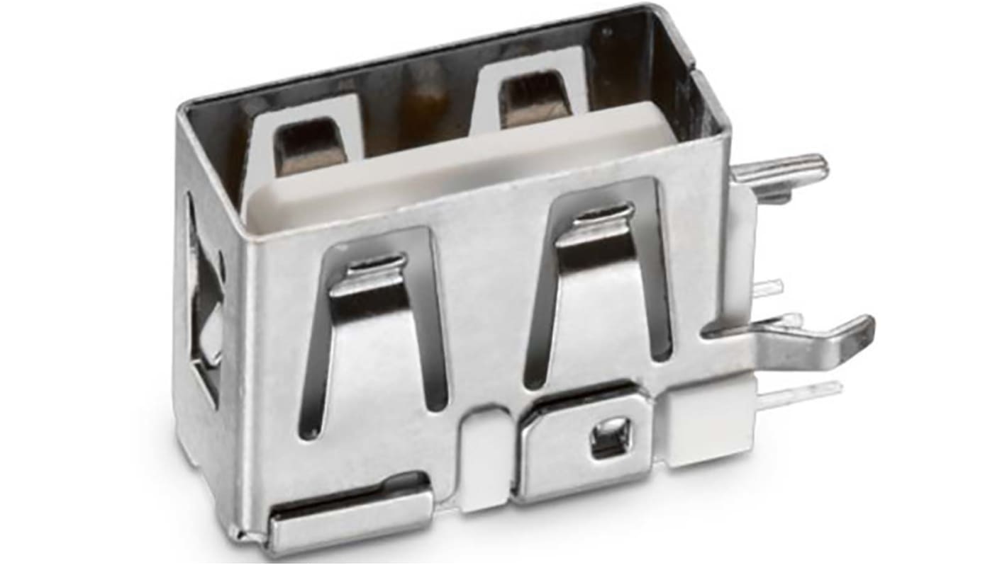 Wurth Elektronik Right Angle, Through Hole, Socket- Single Port Type A USB Connector