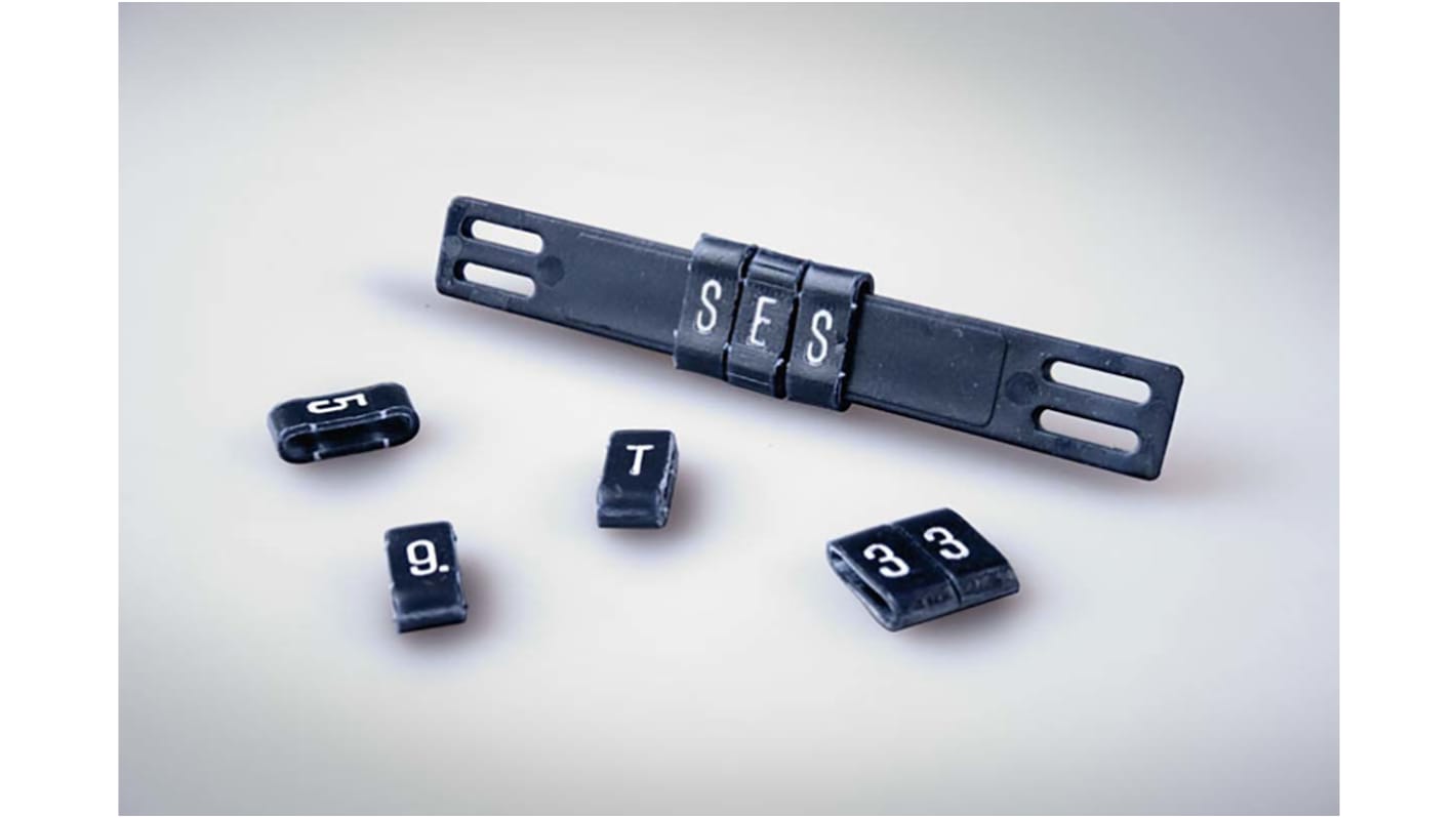 SES Sterling PLIO M-65 PP MDE Slide On Cable Markers, White on Blue, Pre-printed "S", 9 → 109mm Cable