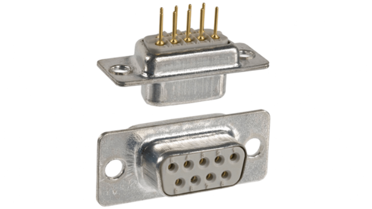 Norcomp 172 9 Way Panel Mount D-sub Connector Socket, 10.9mm Pitch