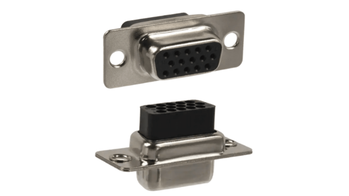 Norcomp 180 15 Way Panel Mount D-sub Connector Socket, 2.28mm Pitch