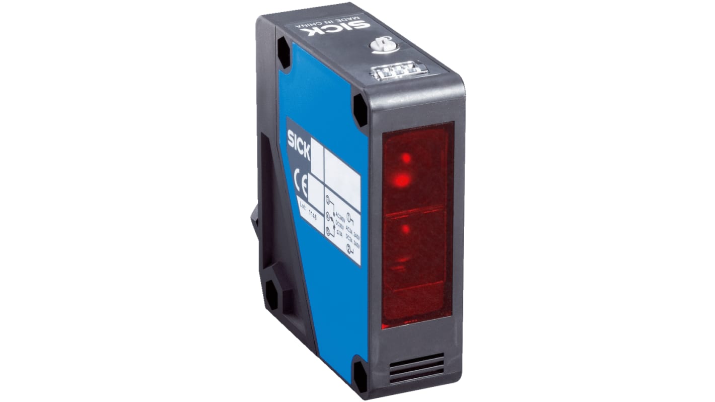 Rs-Online Sensore fotoelettrico Rettangolare SICK a retroriflessione rilevamento 15 m uscita Relè