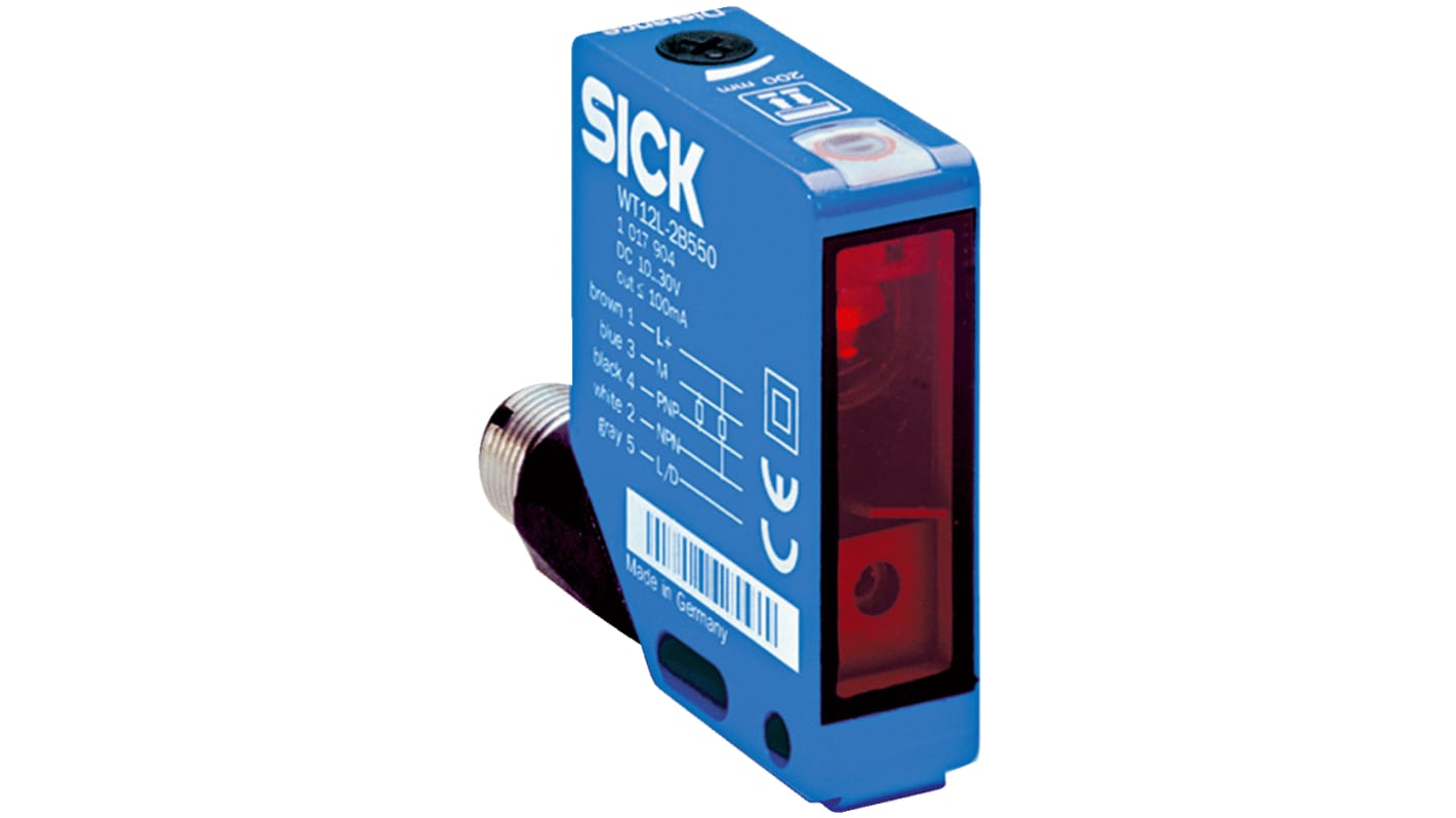 Sick W12-2 Laser Kubisch Optischer Sensor, Reflektierend, Bereich 18 m, PNP Ausgang, M12-Steckverbinder