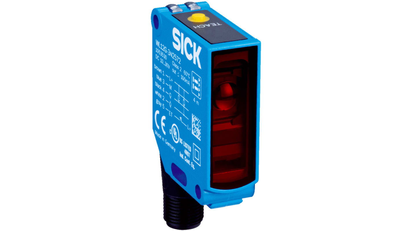 Sensore fotoelettrico Rettangolare Sick, a retroriflessione, rilevamento 4 m, uscita PNP