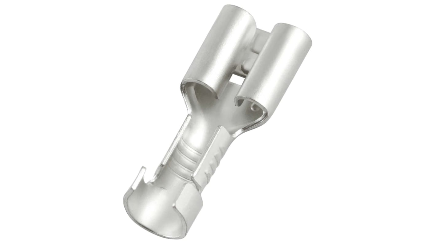 RS PRO Uninsulated Female Spade Connector, Open barrel, 0.8 x 6.35mm Tab Size, 2.5mm² to 6mm²