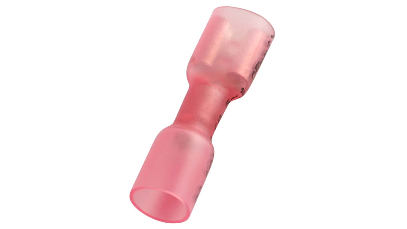 RS PRO Red Insulated Female Spade Connector, Heat Shrinkable, Double Crimp, 0.8 x 6.35mm Tab Size, 0.5mm² to 1.5mm²