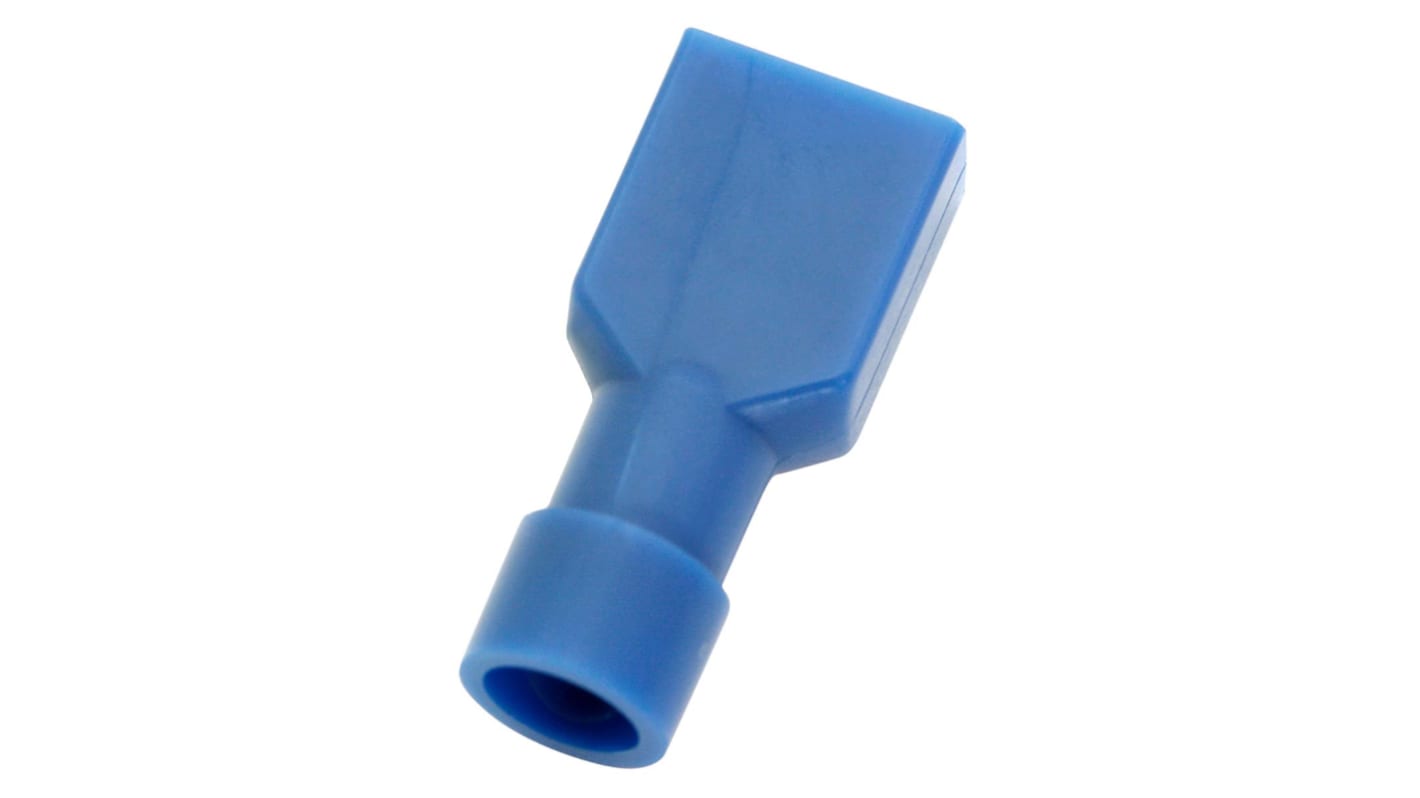 RS PRO Blue Insulated Female Spade Connector, Double Crimp, 0.8 x 6.35mm Tab Size, 1.5mm² to 2.5mm²