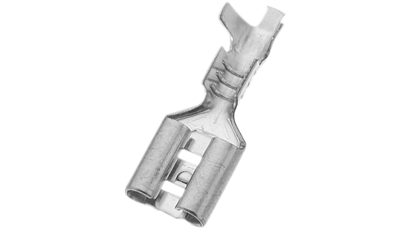 RS PRO Uninsulated Female Spade Connector, Open barrel, 6.35 x 0.8mm Tab Size, 0.5mm² to 2mm²