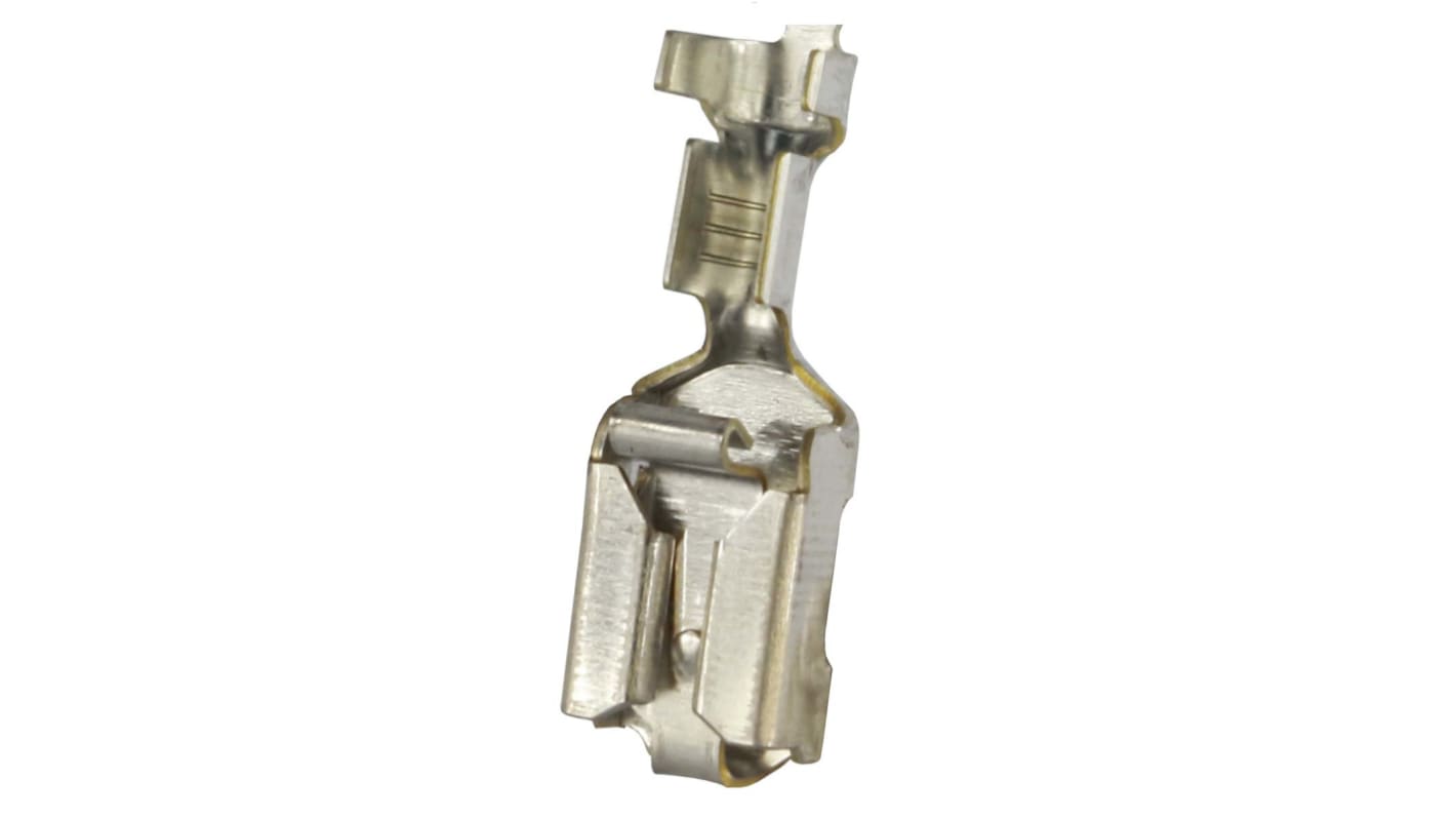 RS PRO Uninsulated Female Spade Connector, Open barrel, 6.35 x 0.8mm Tab Size, 0.8mm² to 2mm²
