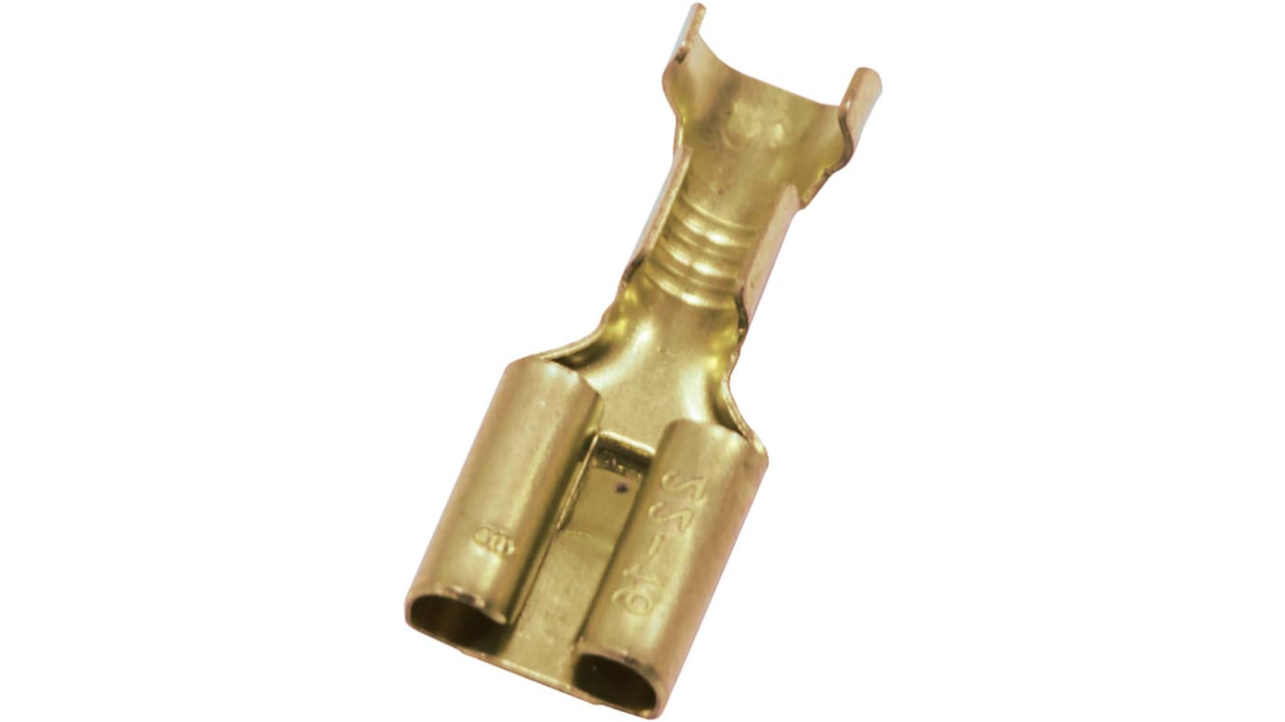 RS PRO Uninsulated Female Spade Connector, Open barrel, 6.35 x 0.8mm Tab Size, 0.3mm² to 1.25mm²