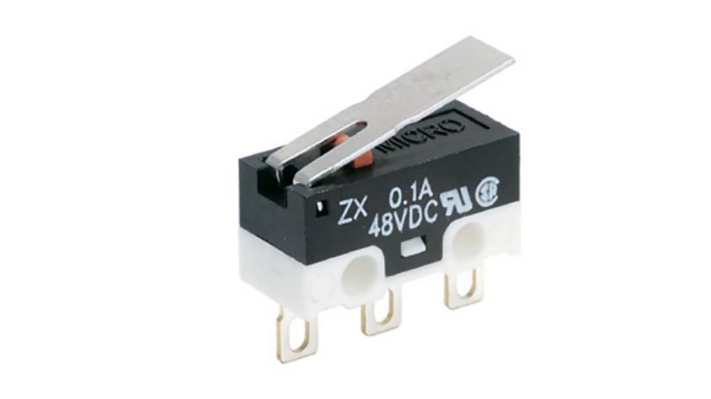 Honeywell Short Lever Micro Switch, PCB Straight Terminal, 100 mA, SP-CO, IP40