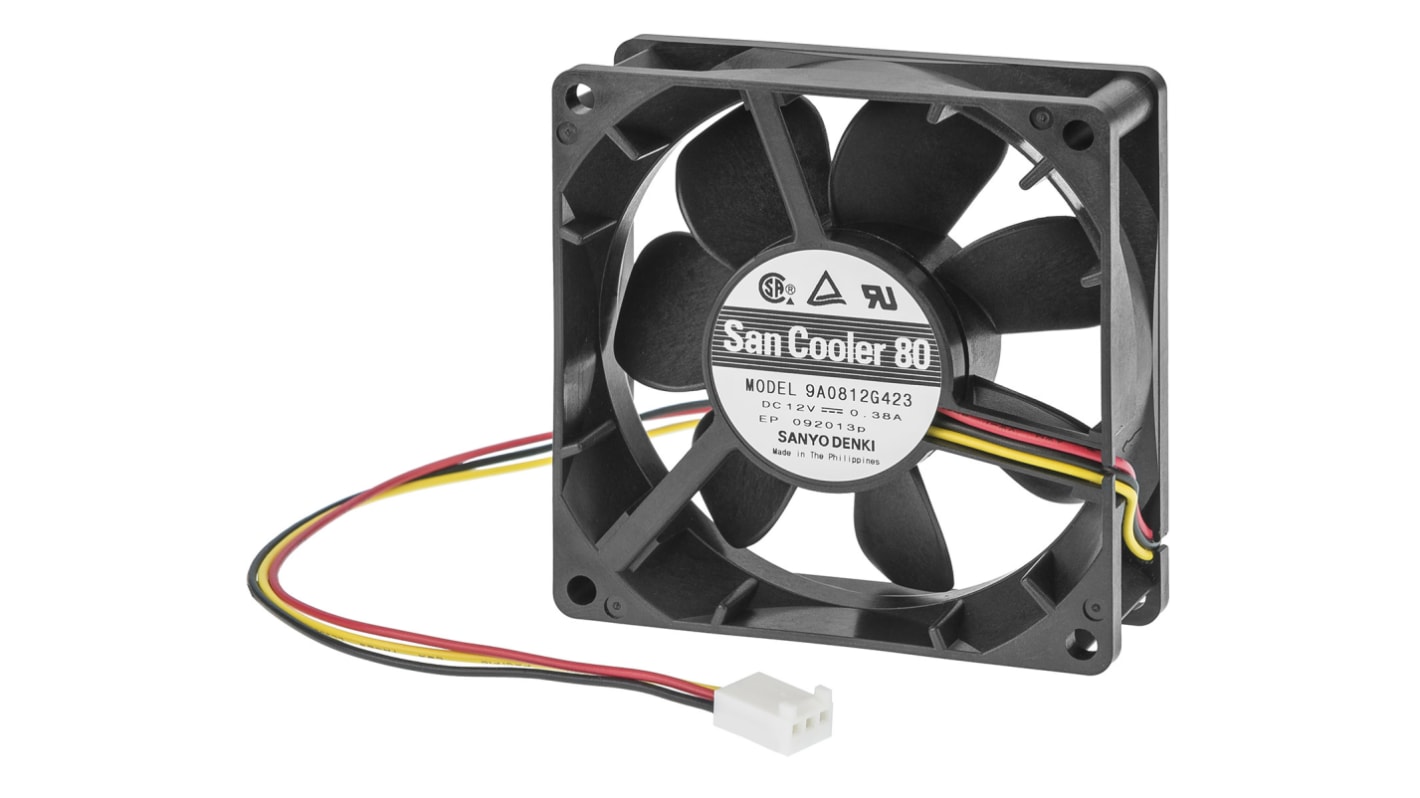 Sanyo Denki Axial Fan, 24 V dc, DC Operation, 53cfm, 5.04W, 210mA Max, 80 x 80 x 25mm