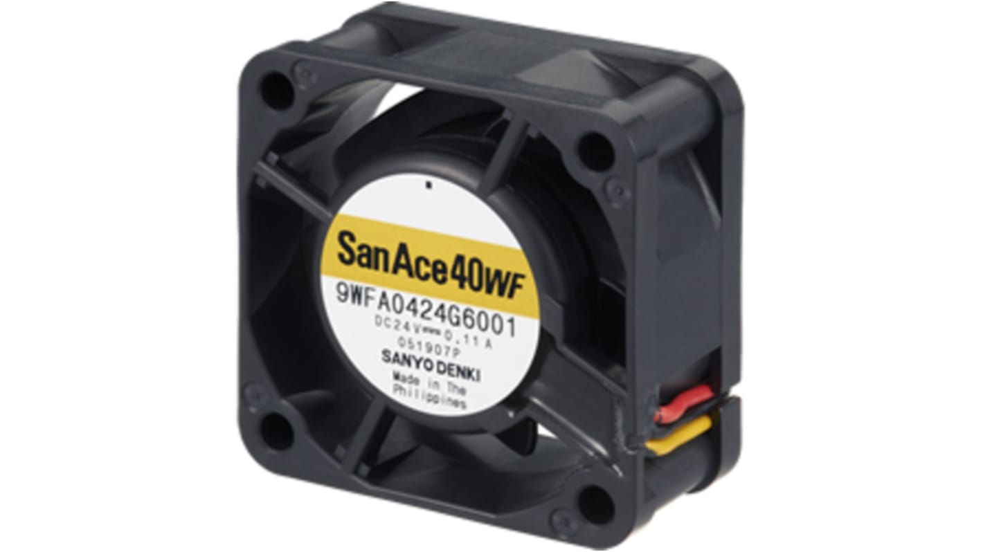 Sanyo Denki Axial Fan, 24 V dc, DC Operation, 10.9cfm, 2.6W, 110mA Max, 40 x 40 x 20mm