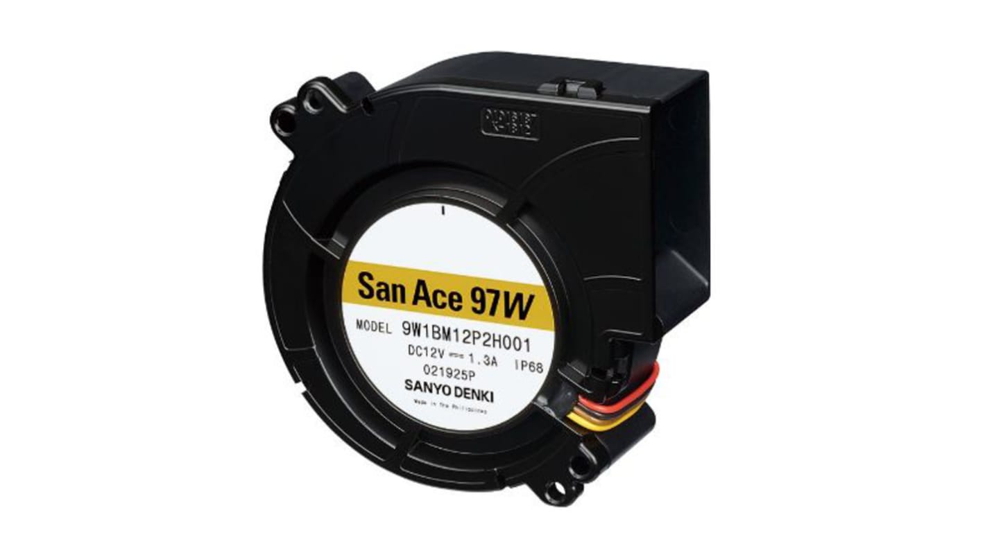 Sanyo Denki 9W1B Series Centrifugal Fan, 12 V ac, 38.5cfm, DC Operation, 97 x 33mm