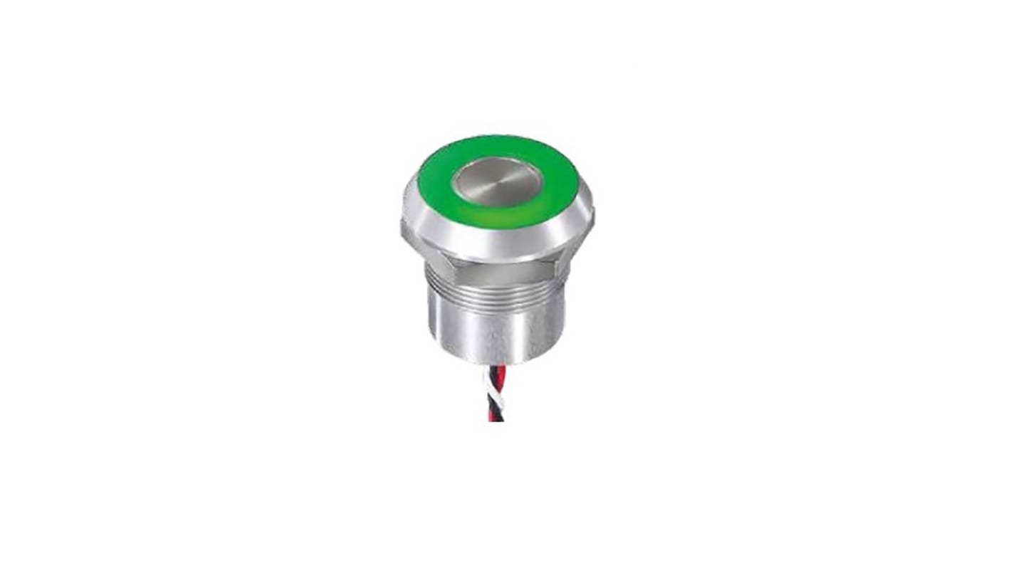 APEM Capacitive Switch Latching,Illuminated, Green, Red, NPN, IP68, IP69K
