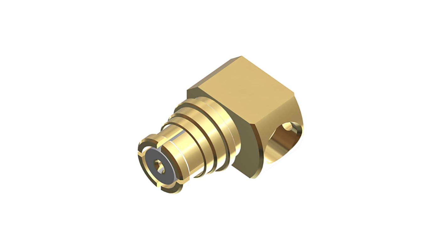 Connettore coassiale Angolo destro Huber+Suhner, Femmina, 50Ω, Montaggio superficiale