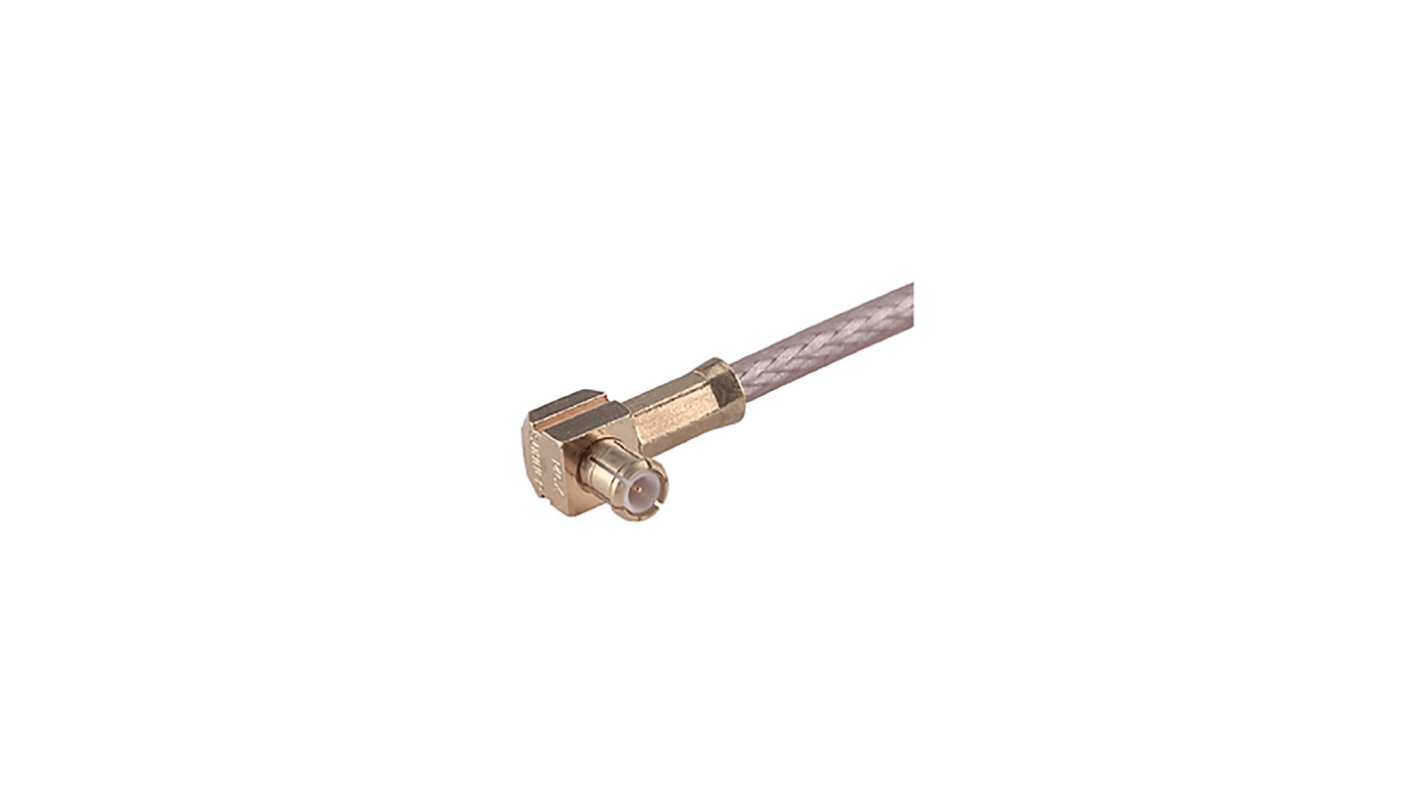 Conector coaxial Huber+Suhner 16_MCX-50-2-14/111_NE, Macho, Ángulo de 90° , Impedancia 50Ω, Montaje de Cable,