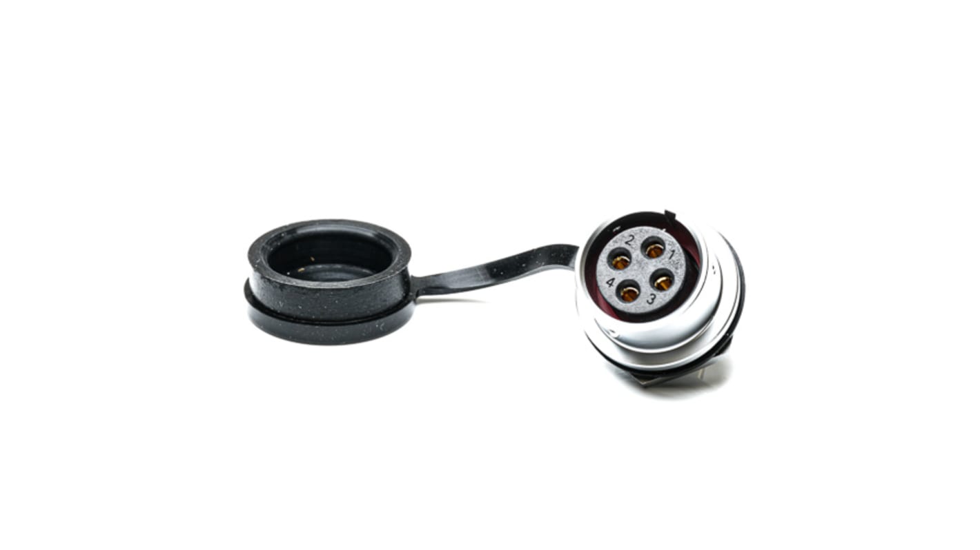 Conector circular RS PRO hembra de 4 vías hembra, Montaje frontal, IP67