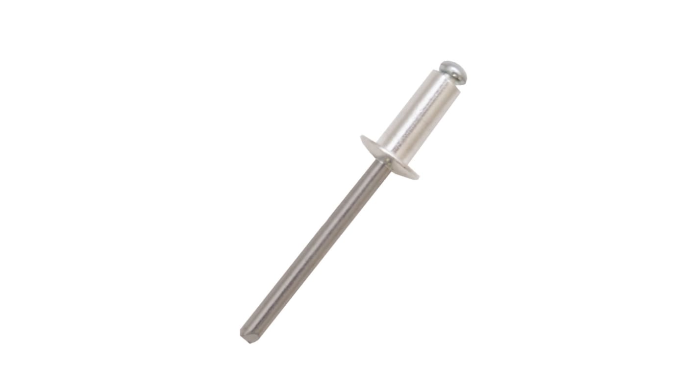 Remache ciego RS PRO de aluminio, Ø 2.4mm x 4mm, para espesor de 0.5mm → 2mm, color Gris