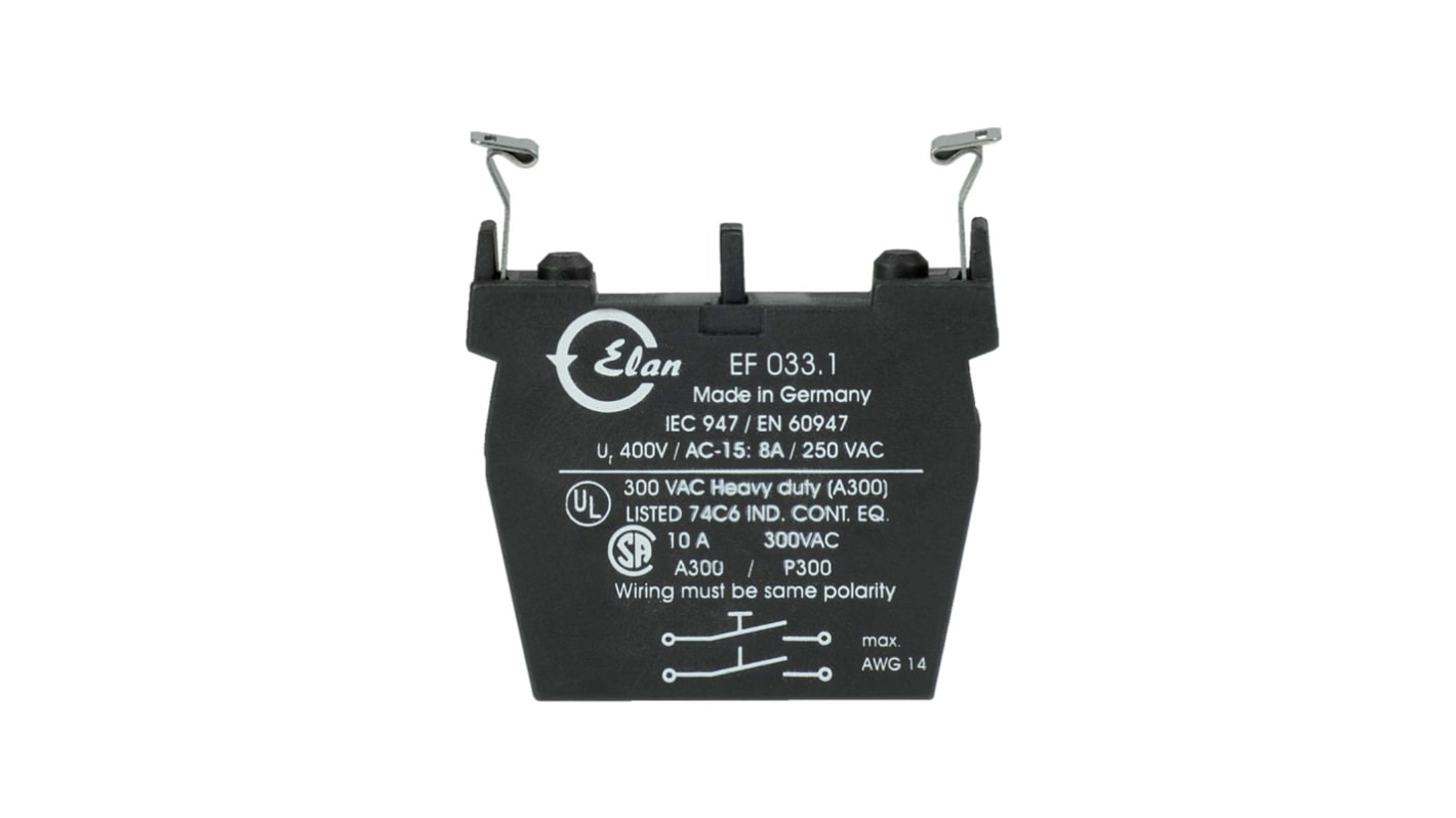 Schmersal EF033.1 Series Contact Block, 230V ac, 2NO