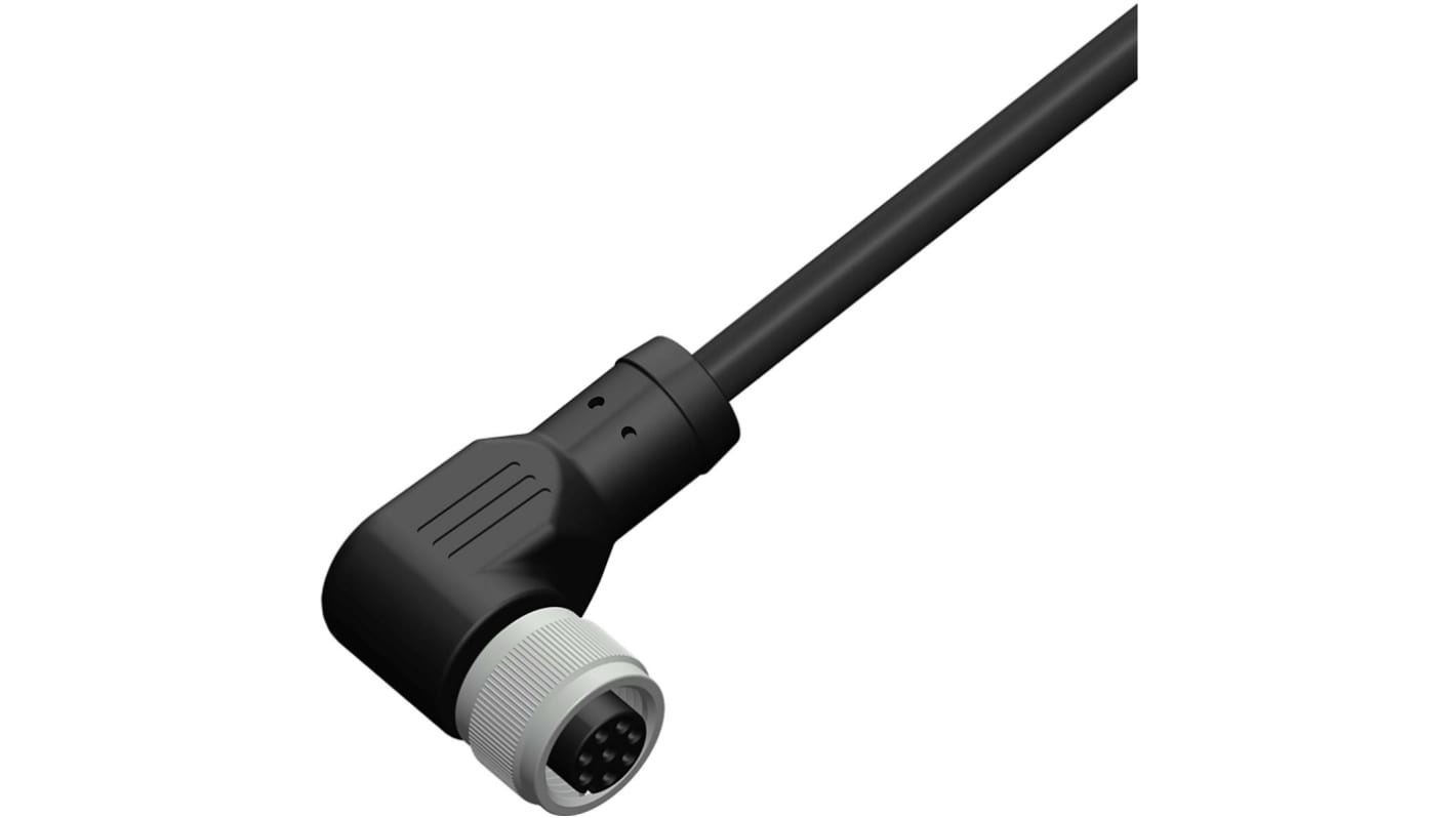 RS PRO Right Angle Female 8 way M12 to Right Angle Female Unterminated Sensor Actuator Cable, 2m