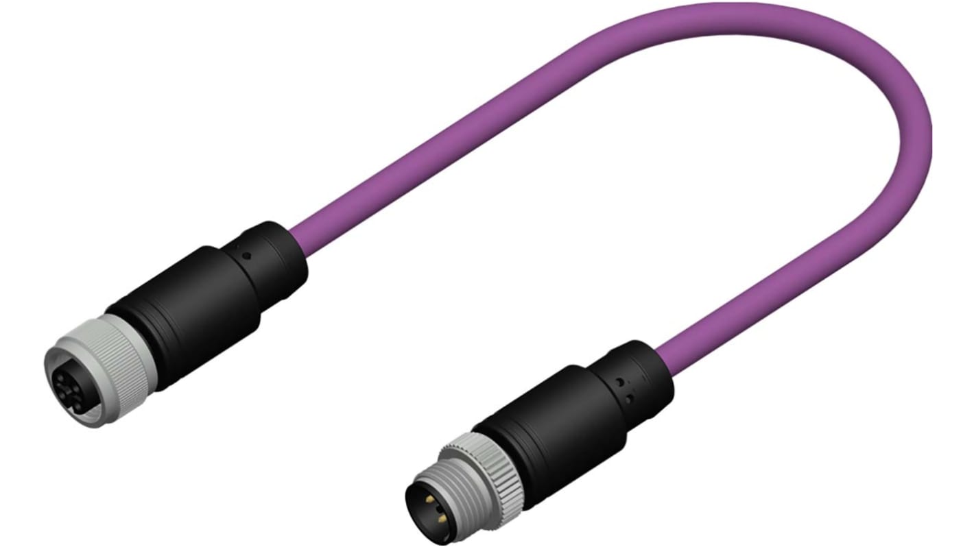 RS PRO Straight Female 5 way M12 to Straight Male 5 way M12 Sensor Actuator Cable, 5m