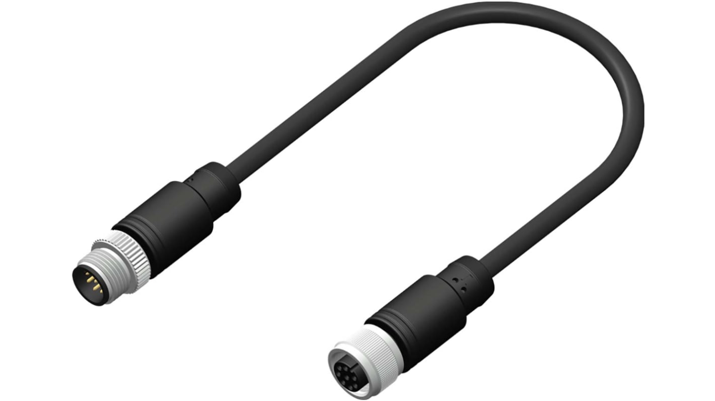 RS PRO Straight Female 8 way M12 to Straight Male 8 way M12 Sensor Actuator Cable, 5m