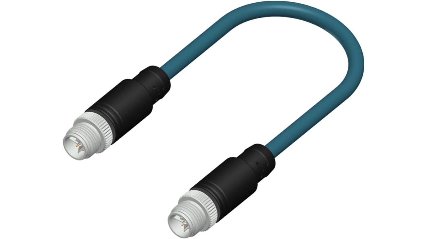 RS PRO, M12 → M12 センサアクチュエータケーブル, 8 ピン, 5m, シールド付き オス → オス PVC