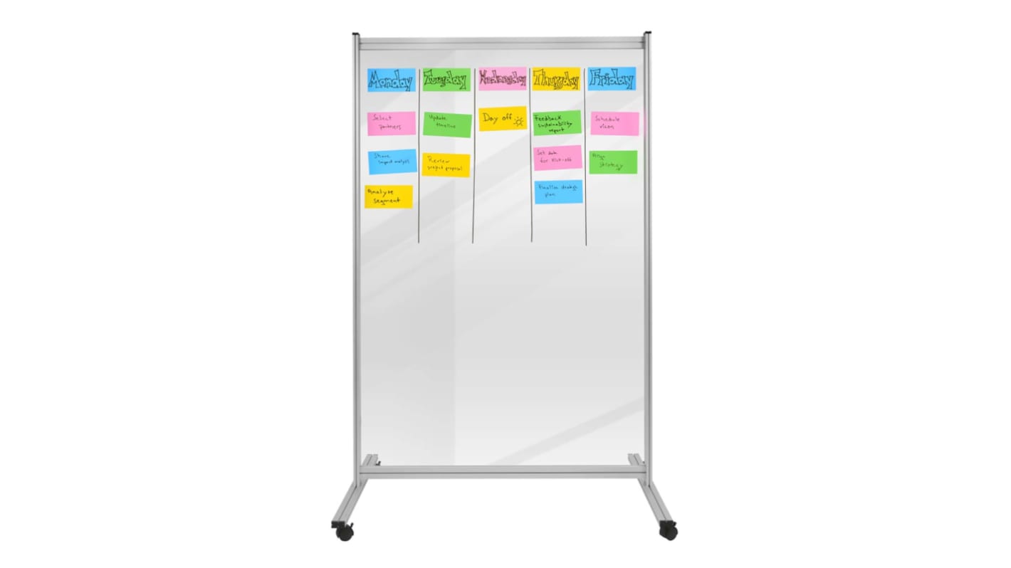 Legamaster Wheeled Transparent Office Divider, 1800mm Height, 1200mm Width