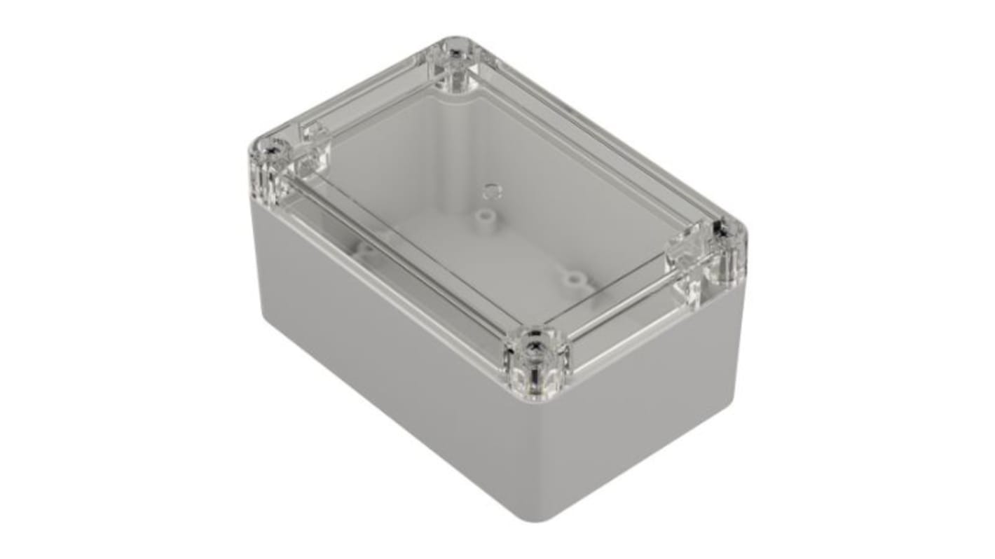 RS PRO Light Grey ABS, Polycarbonate Enclosure, IP65, Transparent Lid, 121.4 x 81.6 x 60.2mm