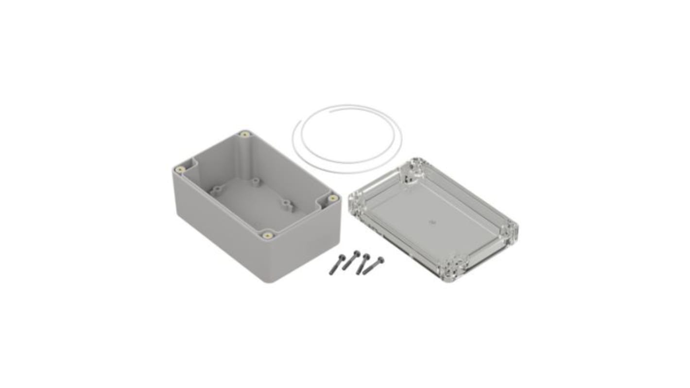 RS PRO Light Grey Polycarbonate Enclosure, IP65, Transparent Lid, 120 x 80 x 60.2mm