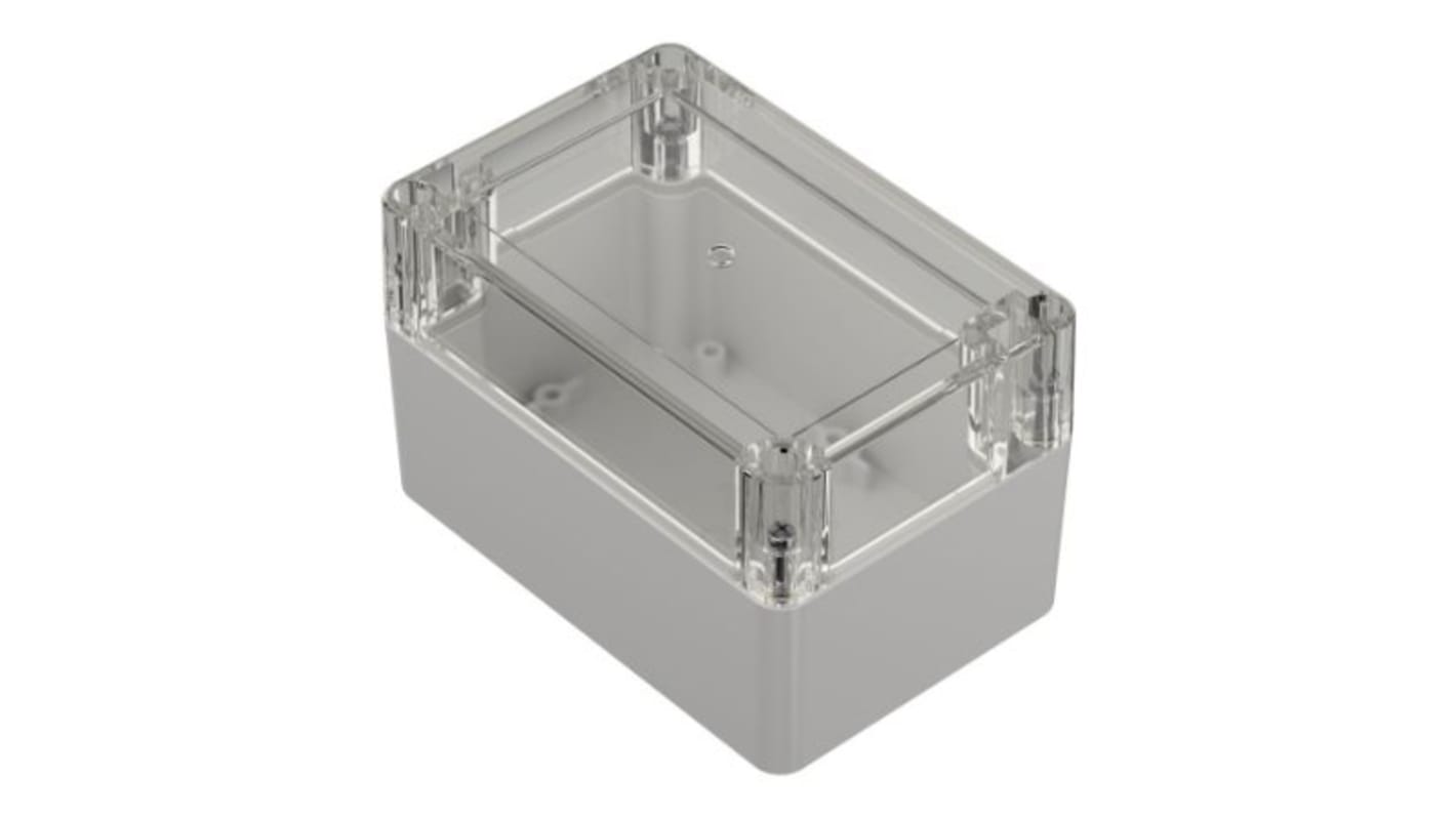 RS PRO Light Grey Polycarbonate Enclosure, IP65, Transparent Lid, 120 x 80 x 75.2mm