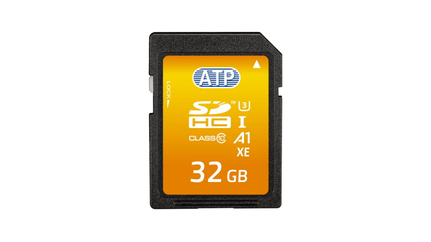 ATP 32 GB 工业SDHC卡, 3D TLC, Class 10, U3, UHS-I, -40 → +85°C, S700Pi系列