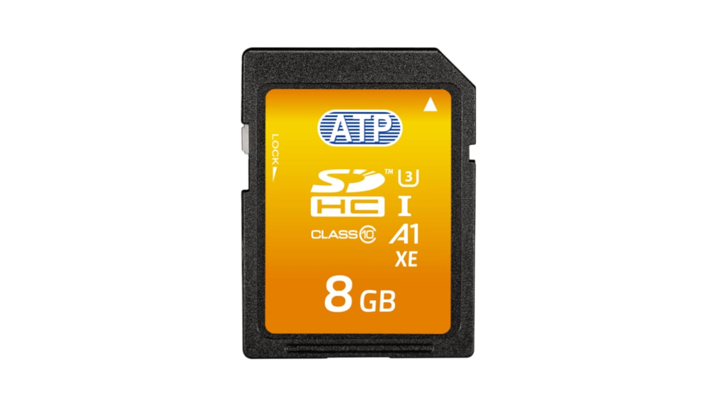 ATP 8 GB 工业SDHC卡, SLC, Class 10, U3, UHS-I, -25 → +85°C, S700Sc系列