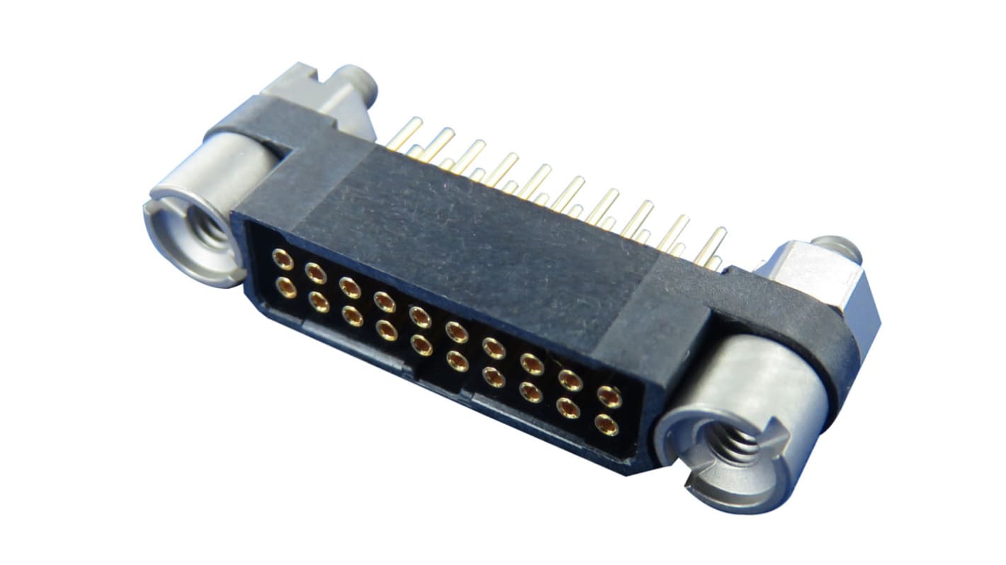 Amphenol Socapex MHDAS Series Straight PCB Mount PCB Socket, 20-Contact, 2-Row, 1.27mm Pitch, Solder Termination