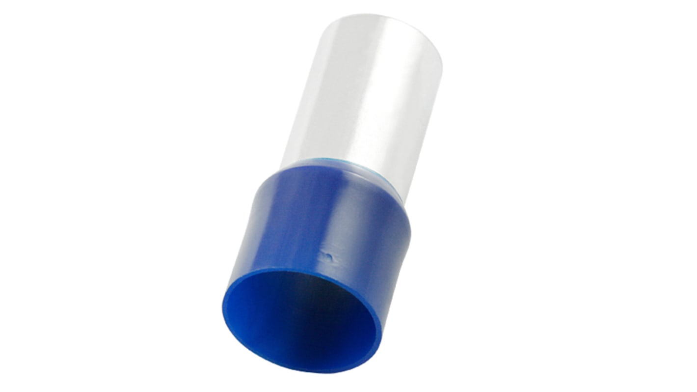 RS PRO Insulated Crimp Bootlace Ferrule, 27mm Pin Length, 16.7mm Pin Diameter, 120mm² Wire Size, Blue