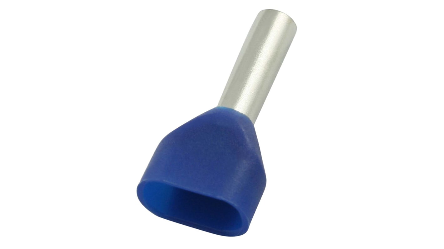 Puntera hueca de crimpado RS PRO, Aislado, Pin de 12mm, Azul 2 x 14AWG 2 x 2.5mm² 2 x 14AWG 2 x 2.5mm²