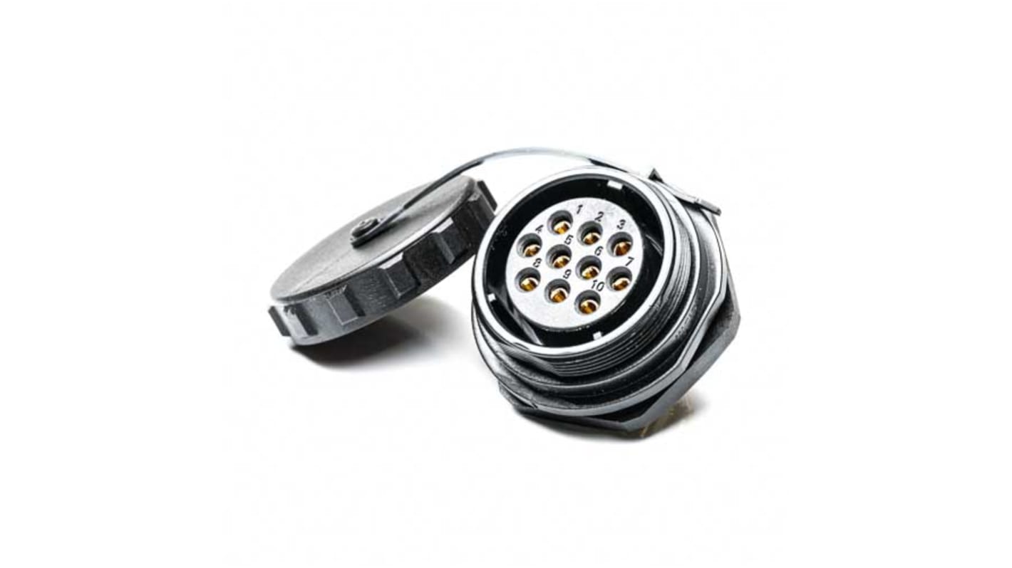 Conector circular RS PRO hembra de 10 vías hembra, Montaje trasero, IP68