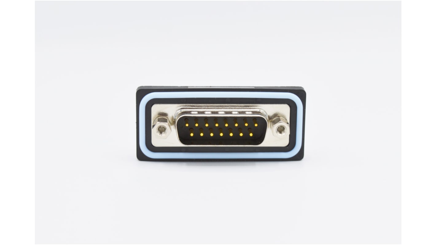 Norcomp SDF 15 Way Right Angle D-sub Connector Plug, 2.74mm Pitch, with 4-40 Boardlocks, Brackets