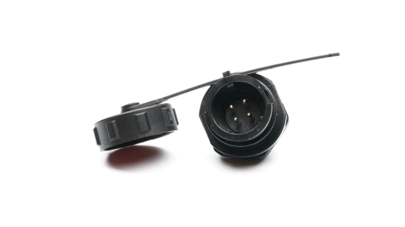 Conector circular RS PRO hembra de 4 vías macho, Montaje frontal, IP67