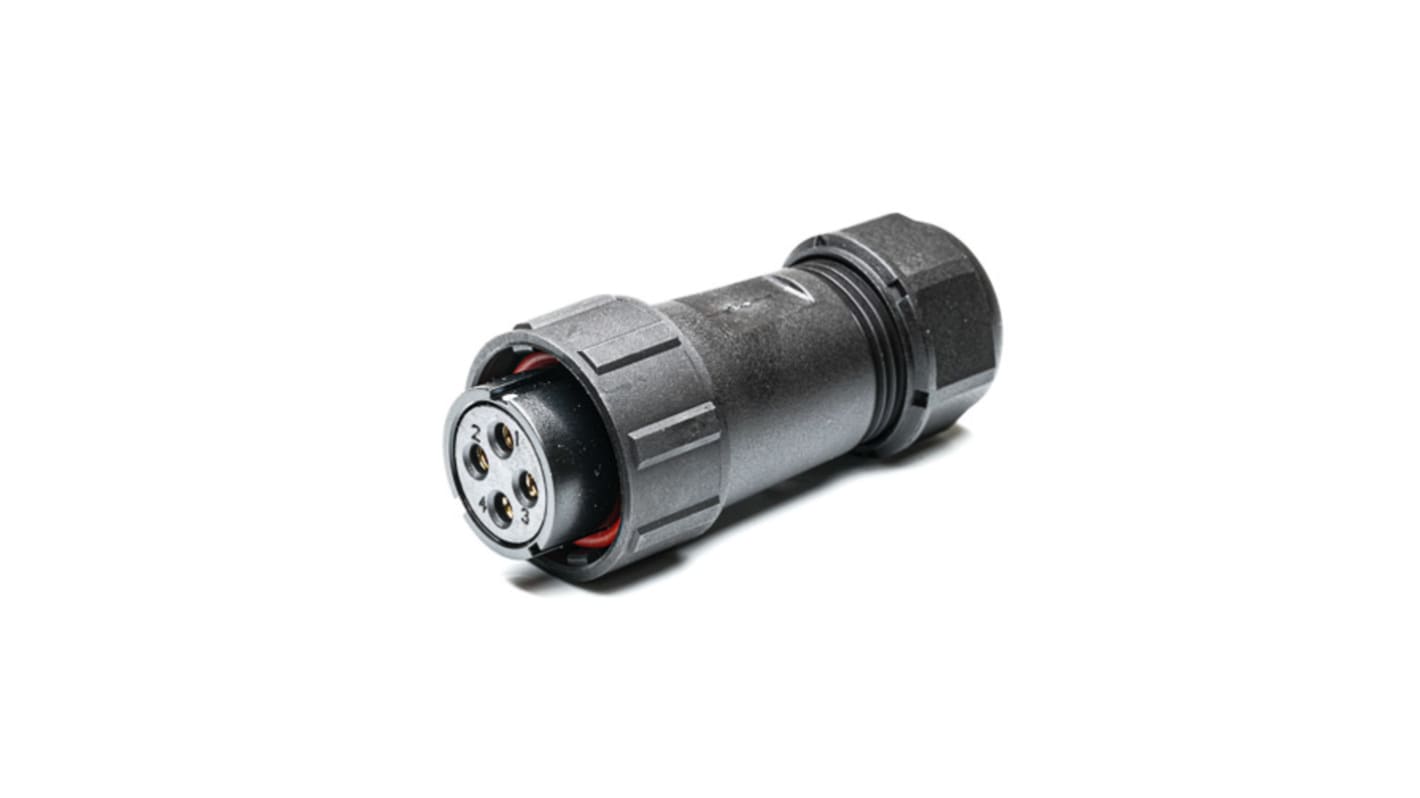 Conector circular RS PRO macho de 4 vías hembra, montaje aéreo, IP67