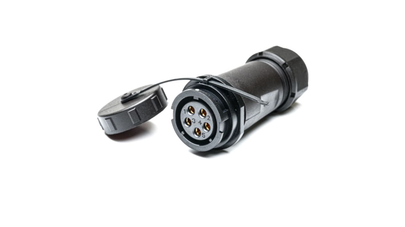 Conector circular RS PRO hembra de 5 vías hembra, montaje aéreo, IP67