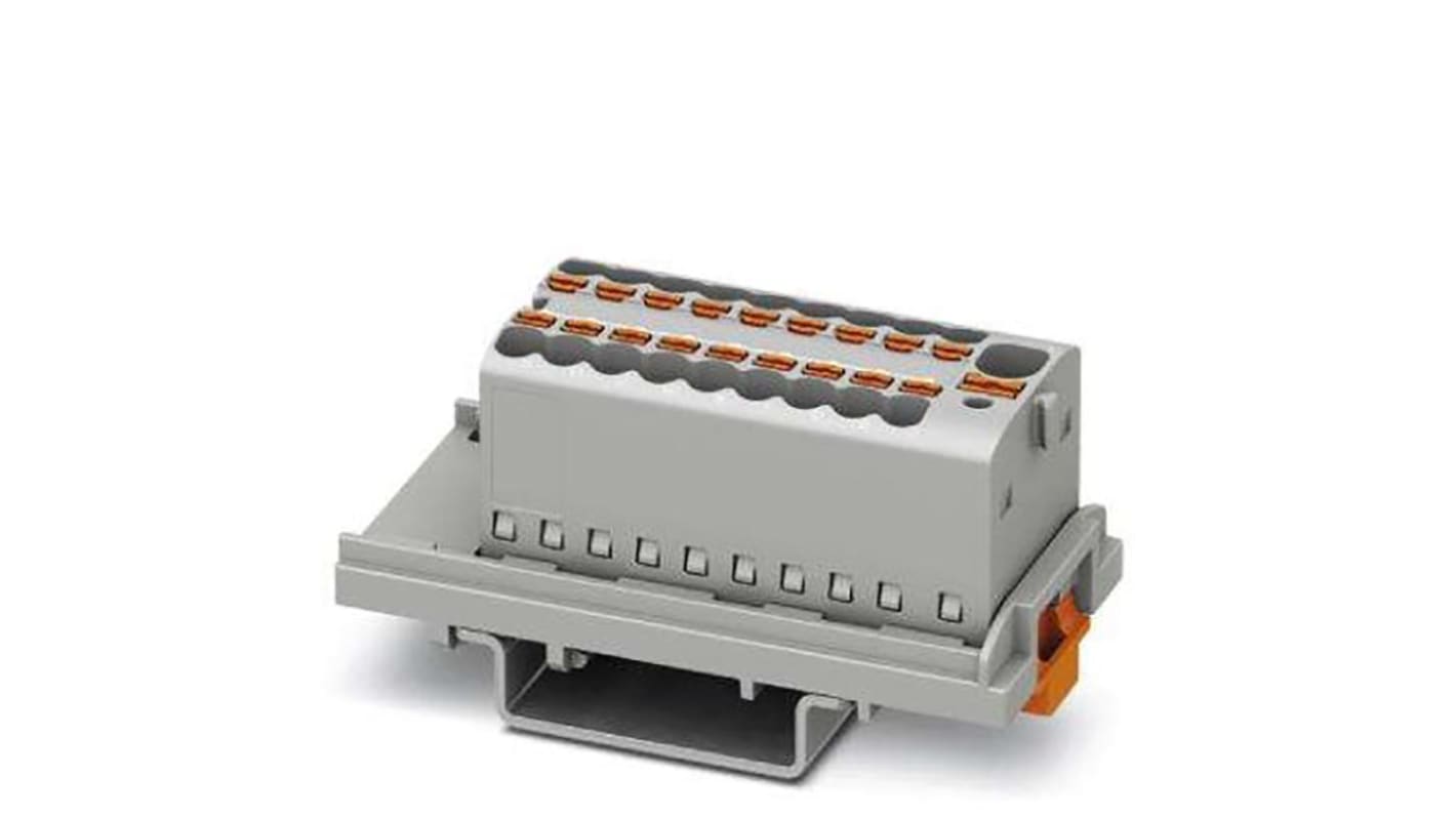 Phoenix Contact Distribution Block, 19 Way, 2.5mm², 17.5A, 500 V, Grey