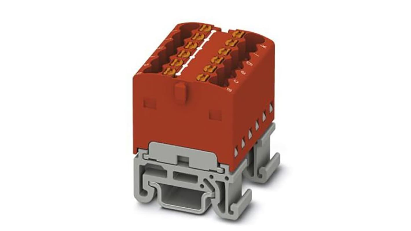 Bloque de distribución, 12 vías, 17.5A, 500 V