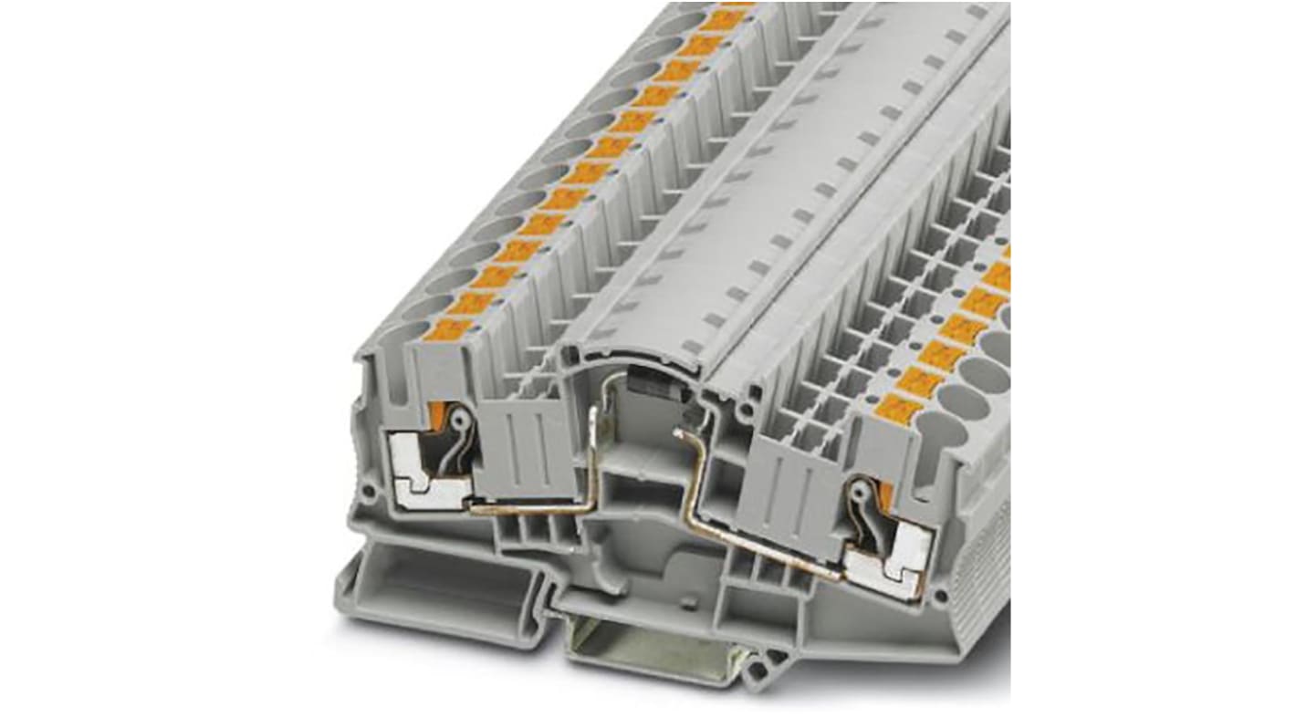 Phoenix Contact PTME Series PTME 6-DIO BY255/L-R Feed Through Terminal Block, 2-Way, 3A, 0.5 → 10 mm² Wire, Push