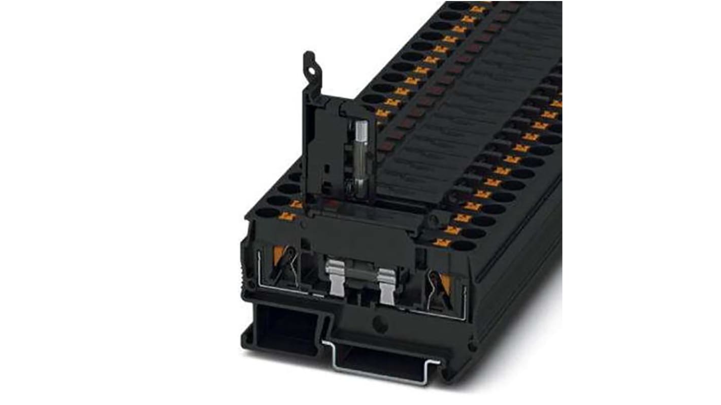 Terminal de carril DIN protegido por fusible, Negro