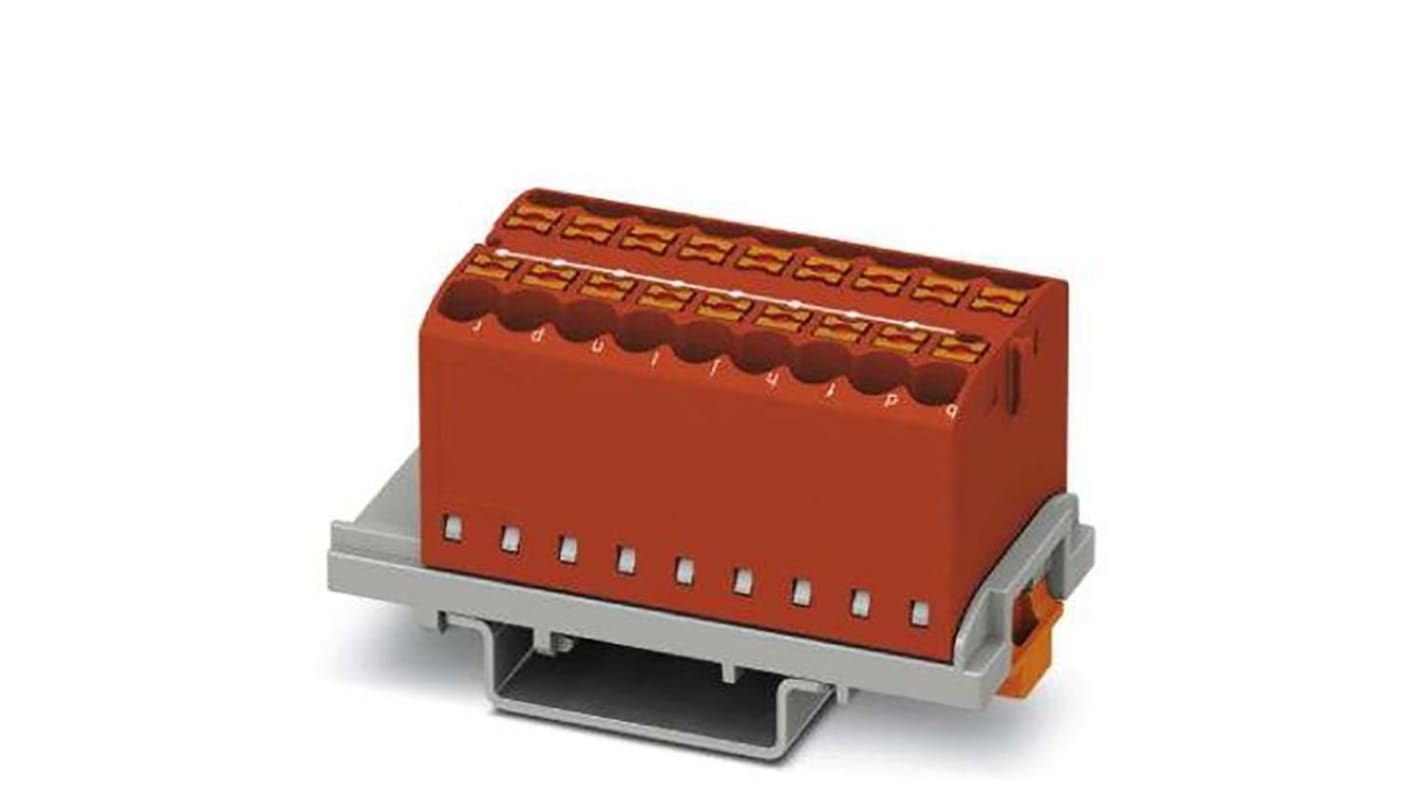 Phoenix Contact Distribution Block, 18 Way, 4mm², 24A, 690 V, Red