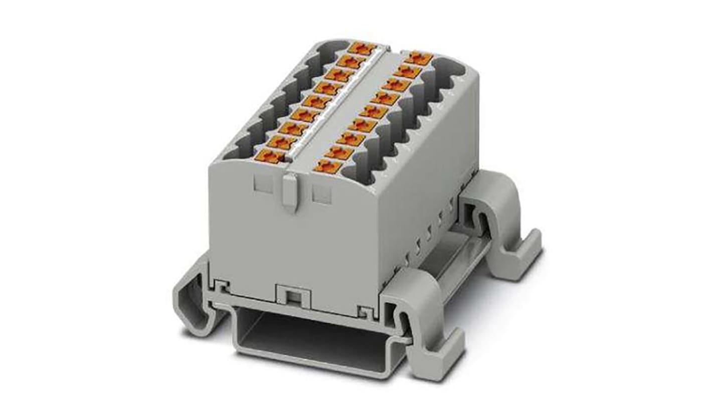 Phoenix Contact Distribution Block, 18 Way, 4mm², 24A, 690 V, Grey