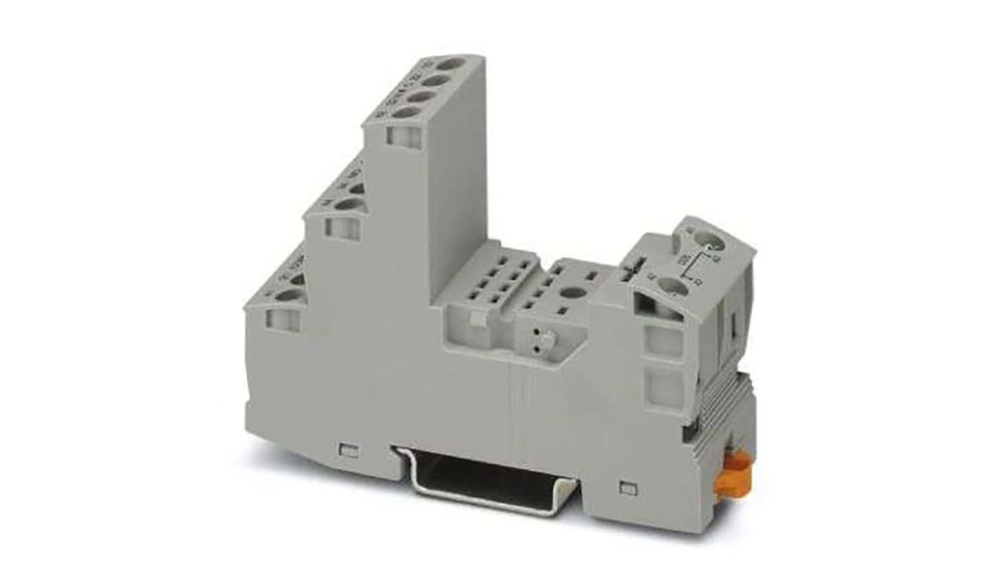 Phoenix Contact 继电器底座, 250V 交流/直流, 4触点, DIN导轨安装